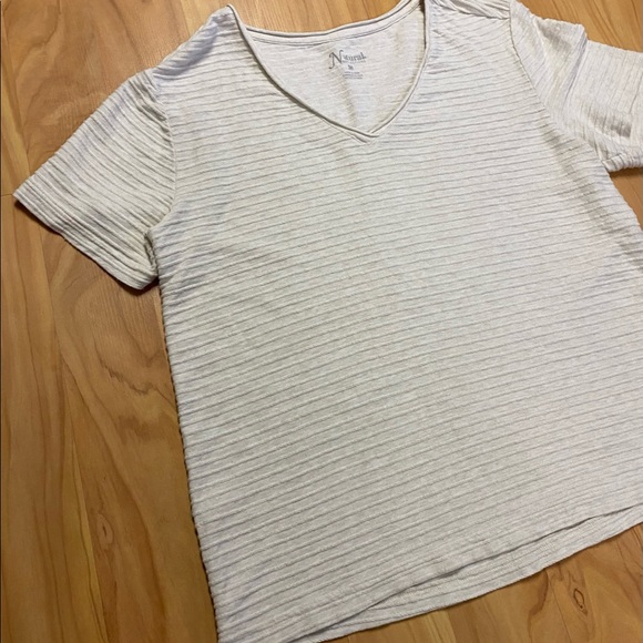 Women’s Natural Reflections Off White Ribbed Short Sleeve Shirt M - Picture 3 of 8
